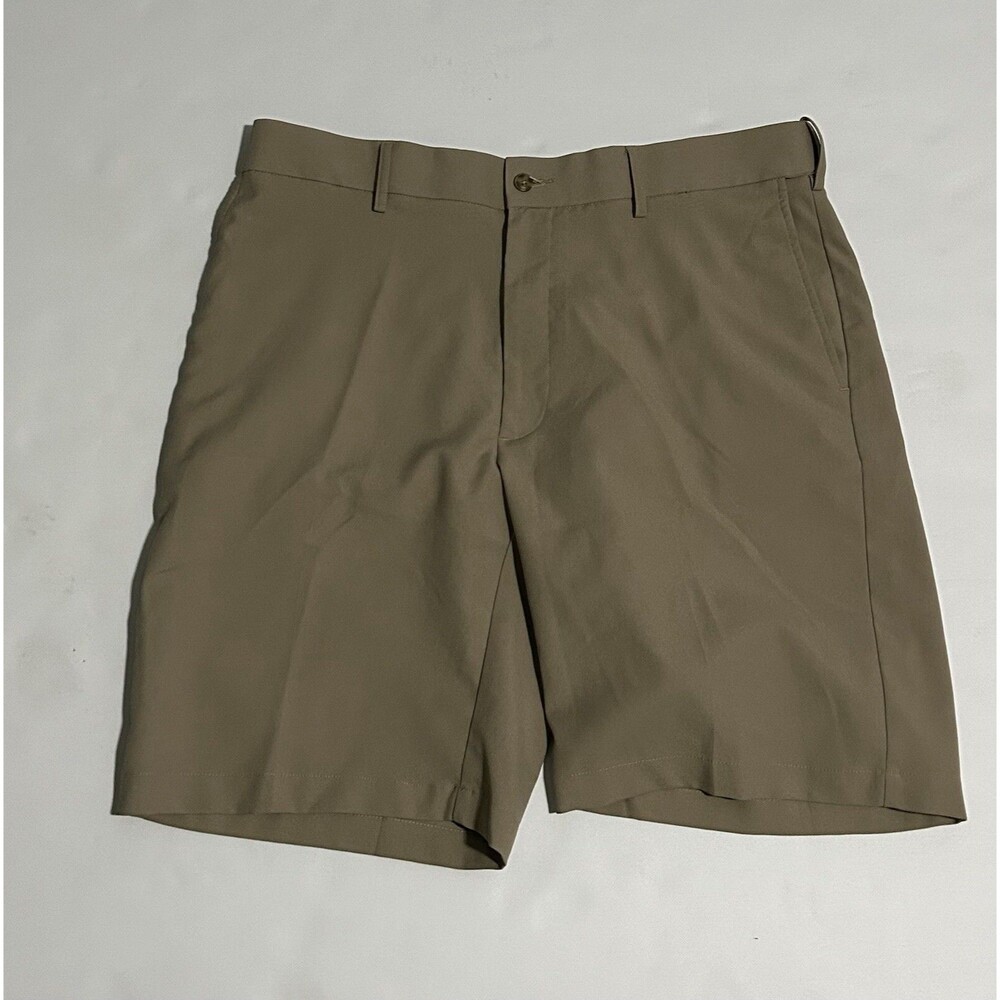 PGA Tour Men’s Flat Front Golf Shorts Size 36 Beige Tan Lightweight Polyester